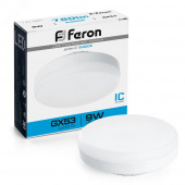 Лампа  9Вт, "Feron" "таблетка" светодиодная GX53, 6400К, (холодный.свет)